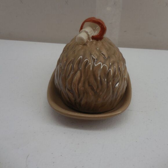 Potters Studio Butter Dish Cute Little Hedgehog With A Mushroom on Top 6"x4" - Picture 7 of 13